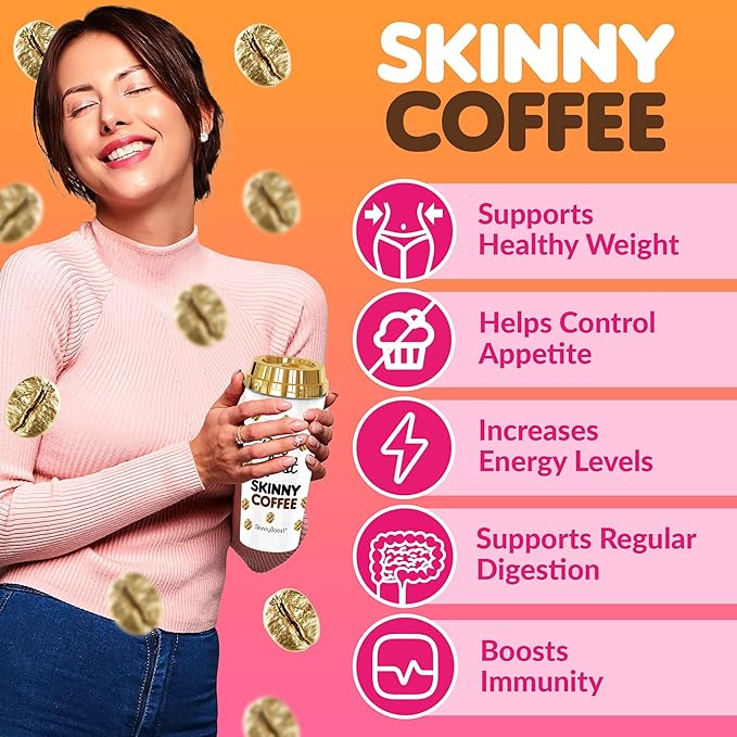 Skinny Boost Instant Skinny Coffee Sticks (Vanilla) - Made with Arabica Coffee Beans, Garcinia