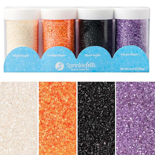 Sweets Indeed Halloween Sugar Sprinkles 4-Pack ??4.52 oz Spooky Sugar Set | White, Orange, Black &