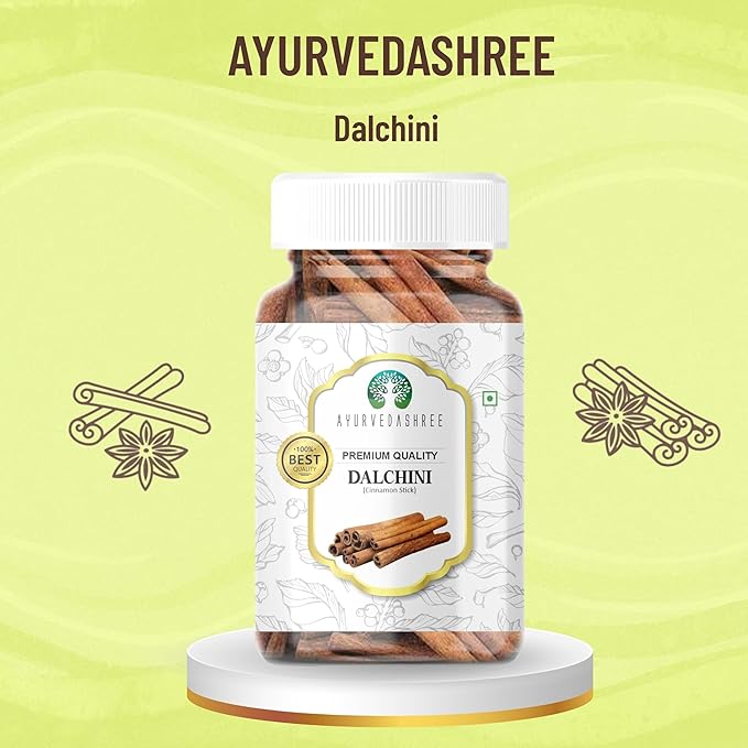 AYURVEDASHREE Cinnamon Sticks 70gm PET Jar | All Natural | Vegan | No Colors | NON-GMO | Round