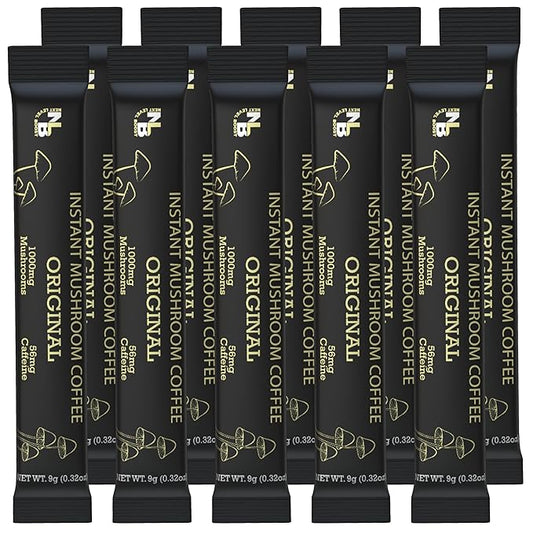 Original Organic mushroom Instant Coffee - 10 x 9g Packets - Healthy Coffee alternative and