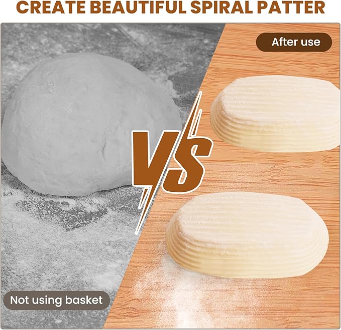 6 Inch Oval Banneton Bread Proofing Basket Set of 6, Kikcoin Mini Sourdough Bread Baking Supplies