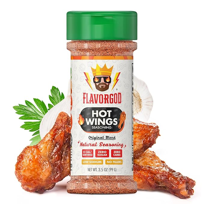 Hot Wings Seasoning Mix by Flavor God - Premium All Natural & Healthy Spice Blend for Chicken