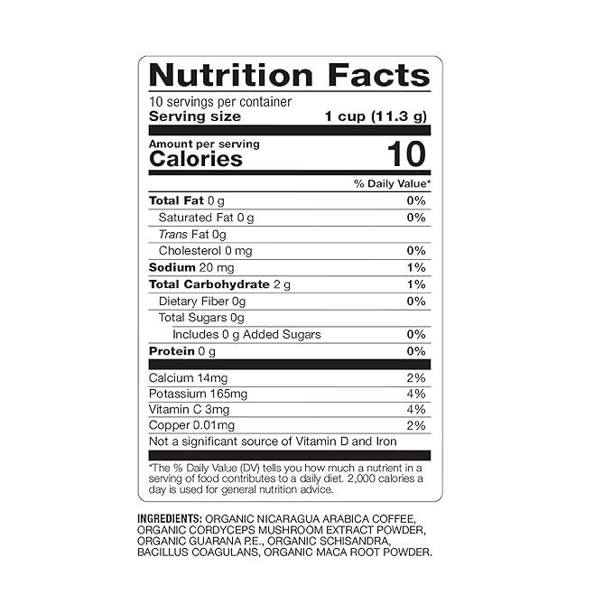 BareOrganics Energy Medium Roast Coffee, Organic, 10 K-Cup Pods, Superfoods & Probiotics Infused