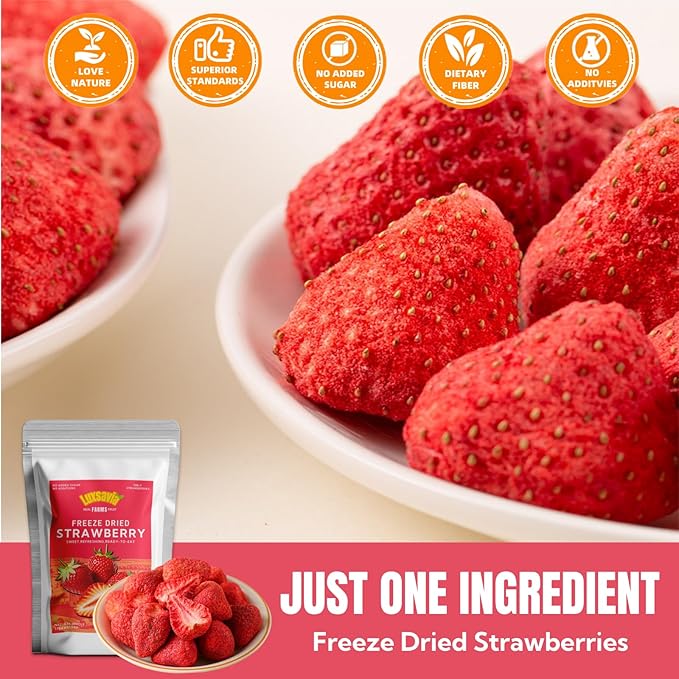 Premium Freeze Dried Strawberries 50-55 per bag,Whole Big Natural Dried Strawberries No