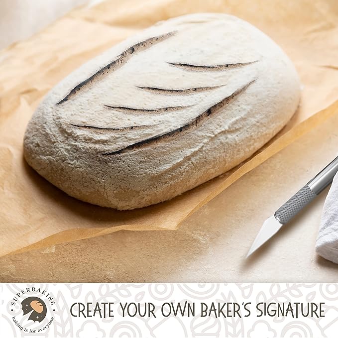 Superbaking 10" Oval Banneton Bread Proofing Basket ??Sourdough Starter Kit for Crusty Artisan