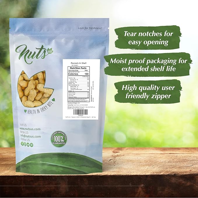 NUTS U.S. - Peanuts In Shell | USA Grown, Non-GMO Raw for Birds, Squirrels & Wildlife | Human