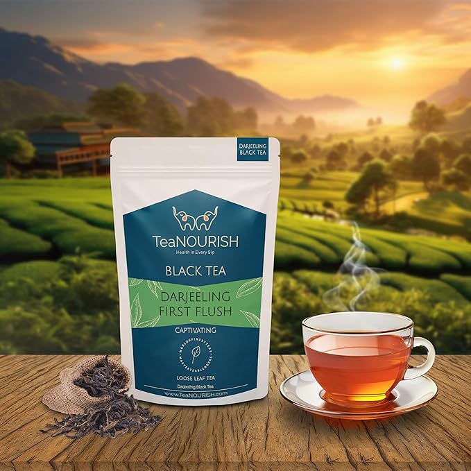 TeaNOURISH Darjeeling First Flush Black Tea | Single Estate Refreshing & Aromatic | Loose Leaf Tea