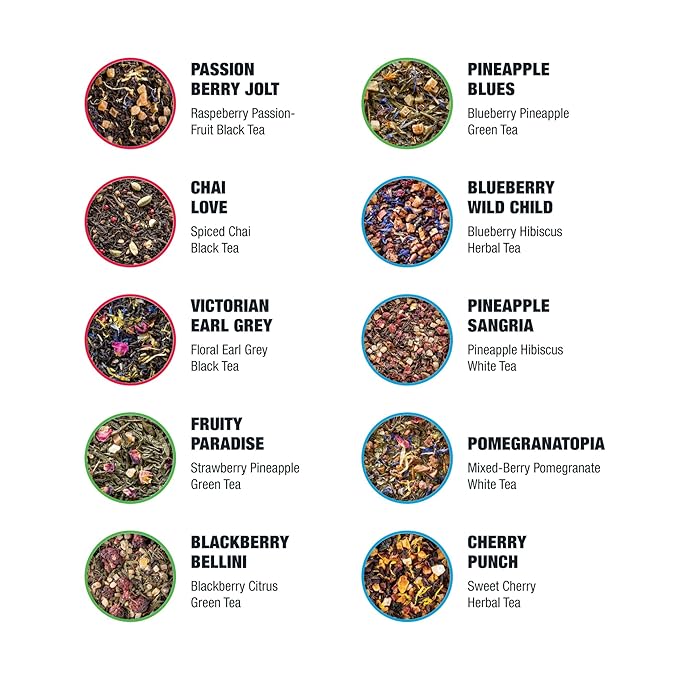 Tiesta Tea - Discovery Sampler Dry Flight Set, Loose Leaf, High to No Caffeine, Hot & Iced Up to