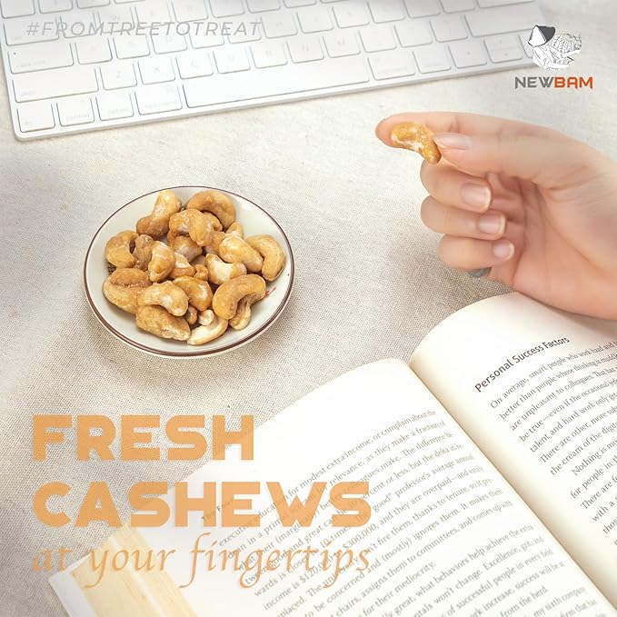 NEWBAM Sea Salt Caramel Cashews Individual Packs - 12 Cashew Snack Packs Roasted Nuts (1.5oz Each)