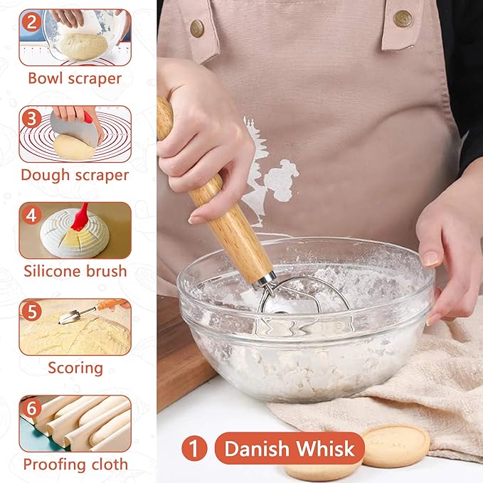 Sourdough Bread Baking Supplies, Sourdough Starter Kit for Bread Making Includes 10" Round & Oval