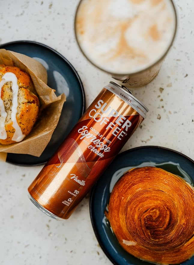 SUPER COFFEE Espresso, Iced Keto Coffee (0g Added Sugar, 90 Calories) [Vanilla] 11 Fl Oz, 12 Pack |