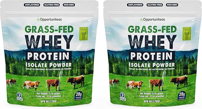 Opportuniteas Grass Fed Whey Isolate Protein Powder - Unflavored 28g Protein Powder Without