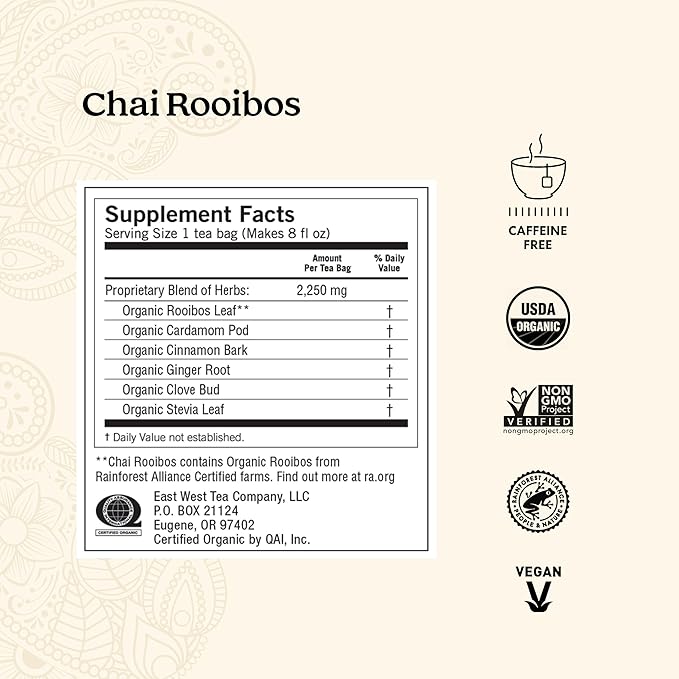 Yogi Tea Chai Rooibos Tea - 16 Tea Bags per Pack (6 Packs) - Spiced Organic Rooibos Tea - Provides