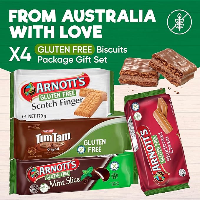 Gluten Free Biscuit Variety Pack ??4-Pack Assortment Featuring Tim Tam, Scotch Finger, Mint Slice &