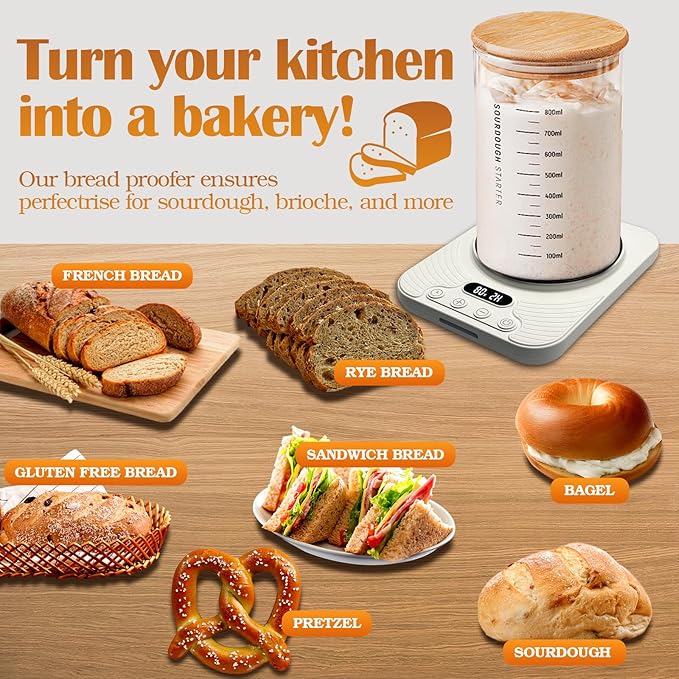 2025 Upgrade Sourdough Starter Warmer,Temperature Control Range 70°F-110°F, Accurate to 1°F, with
