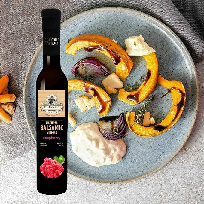Ellora Farms, Raspberry Balsamic Vinegar, Thick and creamy, Barrel aged, No-added sugar, Award