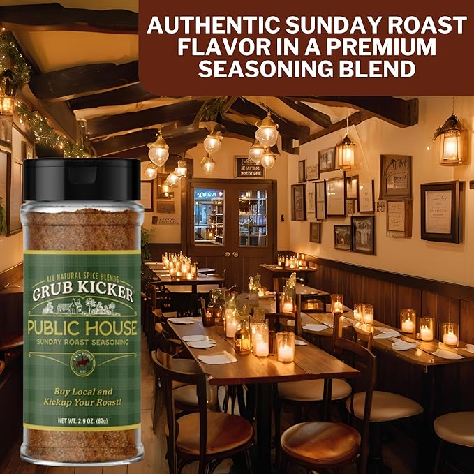 Grub Kicker Public House Sunday Roast Seasoning - 2.9 oz Bottle - Prime Rib, Pot Roast, and Beef