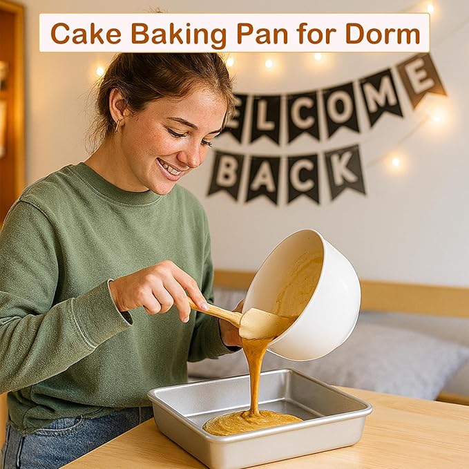 Deep Baking Pans Set of 3, Rectangle Cake Pan Nonstick, Heavy Duty Thick Bakeware Lasagna Pan for