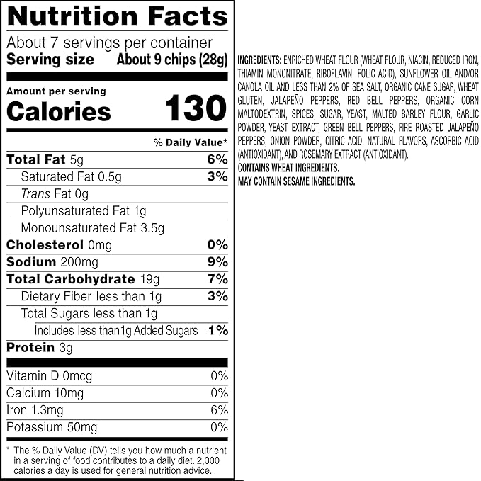 Stacy's Fire Roasted Jalapeno Pita Chips, 7.33 oz