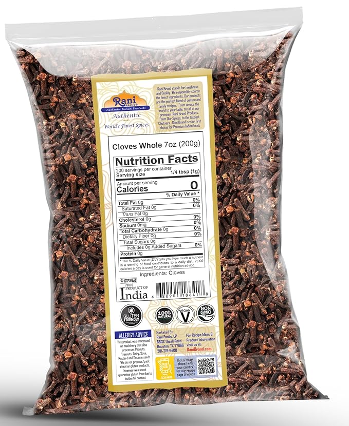 Rani Cloves Whole (Laung) 7oz (200g) Great for Food, Tea, Pomander Balls and Potpourri, Hand