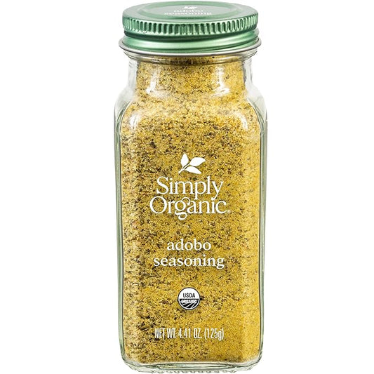 Simply Organic Adobo Seasoning, 4.14-Ounce, Garlic, Onion& Pepper Blend, Add Depth Without Heat To