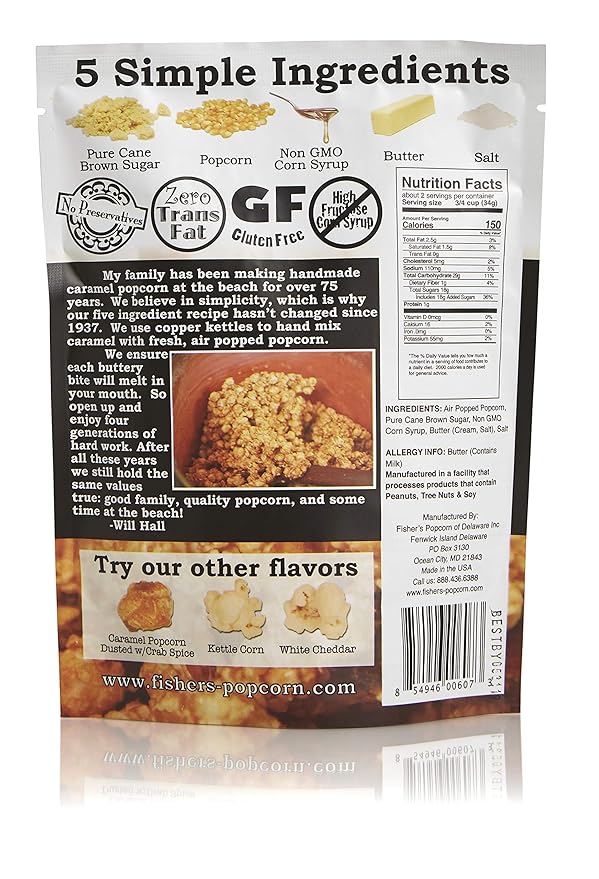 Fisher's Popcorn | Caramel Flavor | 2oz Bag | 12-Pack