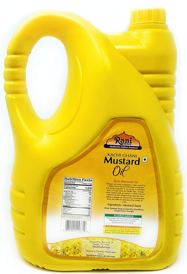 Rani Mustard Oil (Kachi Ghani) 169 Ounce (5 Liter) NON-GMO | Gluten Free | Vegan | 100% Natural |