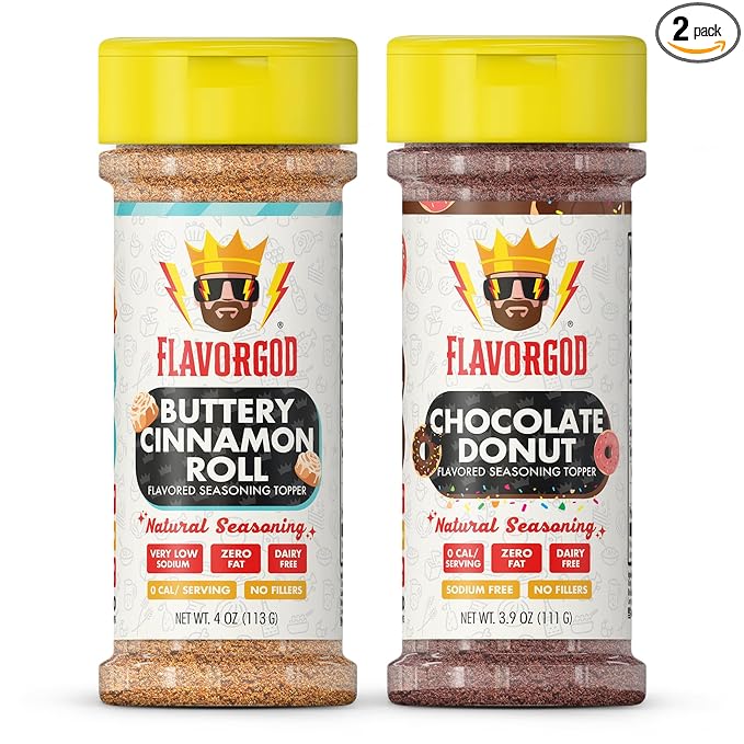 Flavor God Dynamic Dessert Duo Pack of 2 Seasoning Topper Gift Set, Buttery Cinnamon Roll &