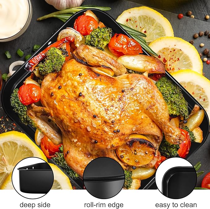 Lasagna Pan Deep, Baking Pan for Oven, 16x12x3 Inch Baking Dishes for Oven, Roasting Pan Brownie