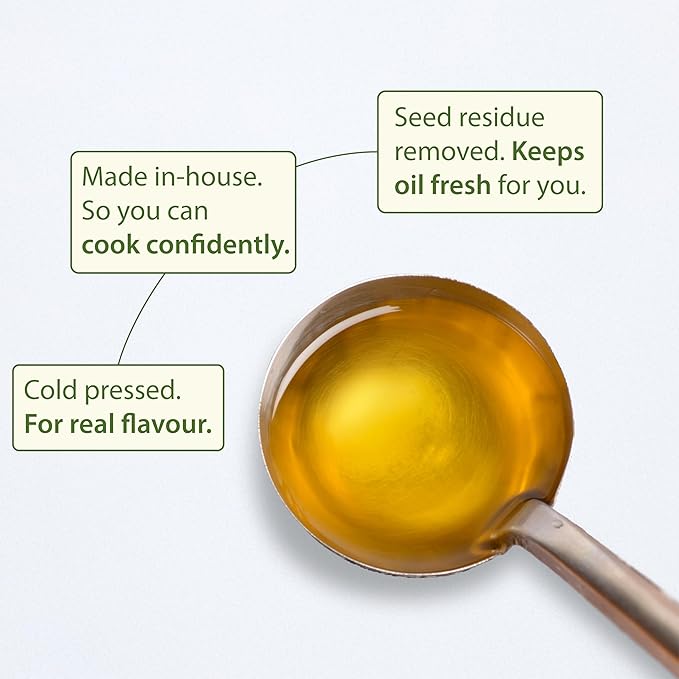 Gramiyaa Cold Pressed Non Toasted Sesame Oil for Cooking | 33.81 FL OZ (1L) | 100% Raw, Chemical
