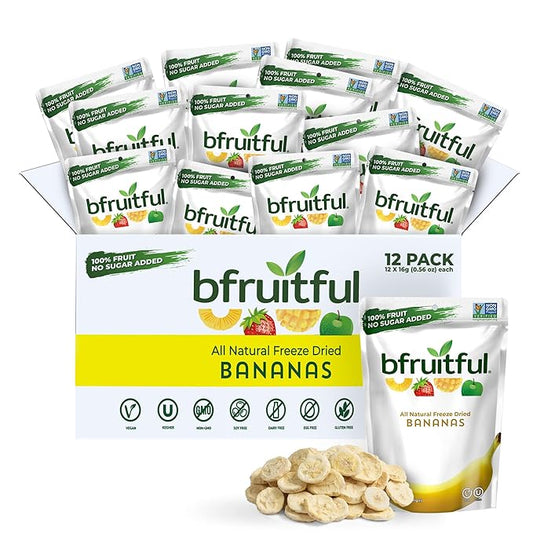 bfruitful Freeze-Dried Banana, Freeze Dried Fresh Fruit Bites, Gluten Free, Vegan, Dairy Free