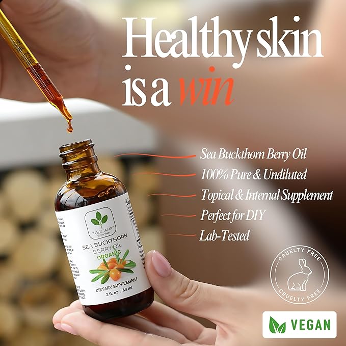 Organic Sea Buckthorn Oil - 1 fl oz Cold-Pressed Sea Buckthorn Berry Oil - Seabuckthorn for Face