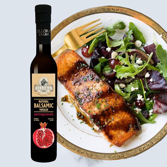 Ellora Farms, Pomegranate Infused Thick Aged Balsamic Vinegar, No-Added Sugar, No-Preservatives