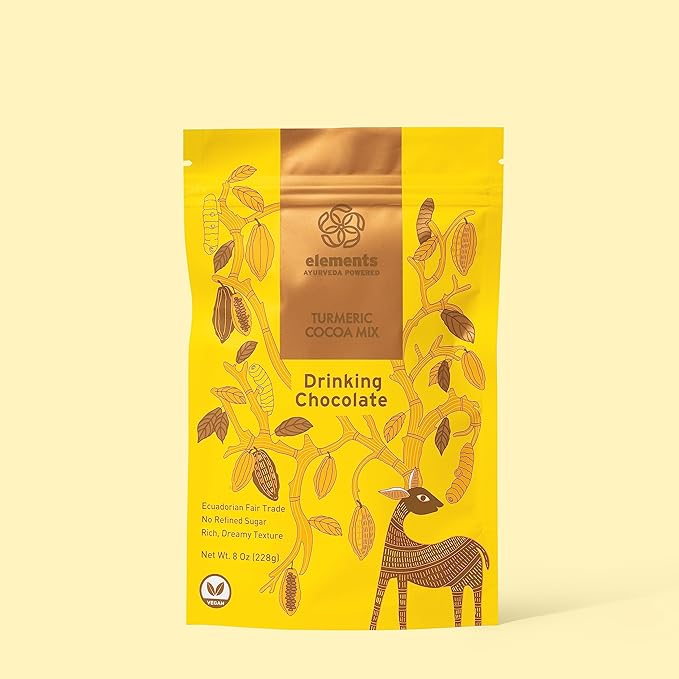 Elements Truffles Turmeric Dark Hot Chocolate -Heavy Metal Tested- All-Natural, Handmade, Dark Hot