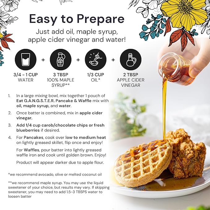 eat G.A.N.G.S.T.E.R. Vegan Pancake & Waffle Mix - Allergy-Friendly Baking Mix, Grain-Free, No