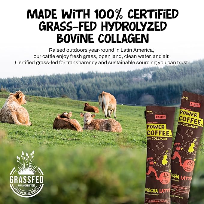 Projo* Power Coffee – Instant Coffee with 11g Protein – Grass-Fed Hydrolyzed Bovine Collagen &