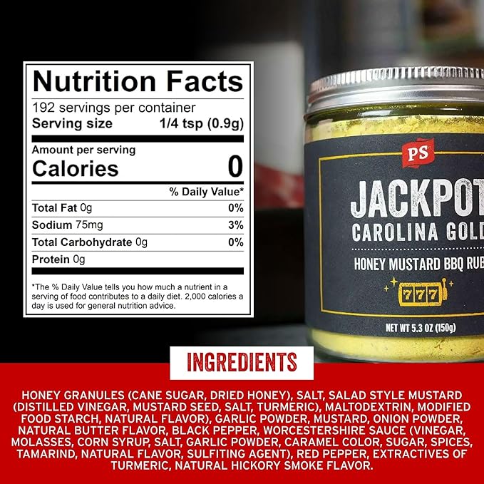 PS Seasoning Jackpot Carolina Gold - Sweet and Tangy Honey Mustard BBQ Seasoning and Rubs for