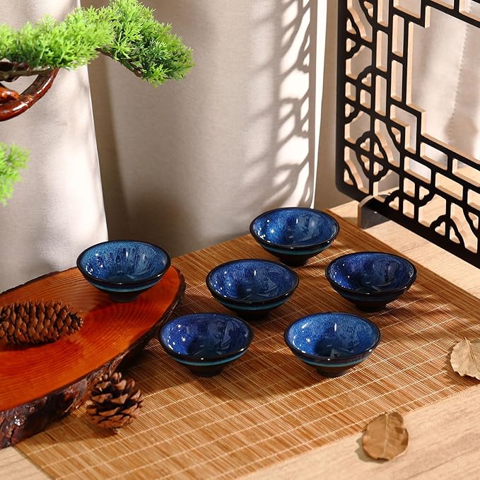 Skyley 6 Pieces Korean Soju Shot Glasses Sets Porcelain Cups Korean Ceramic Cups Tea Accessories