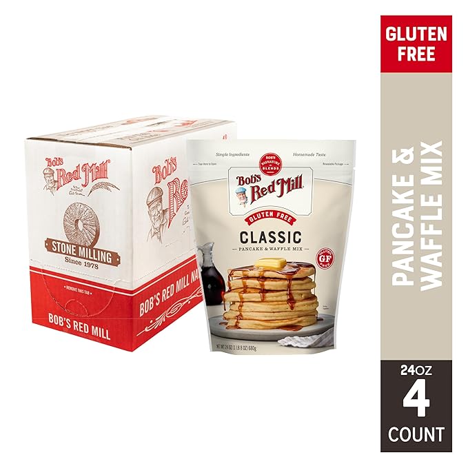 Bob's Red Mill Gluten Free Pancake Mix, 24oz (Pack of 4) - Kosher, Approximately 34 Pancakes per