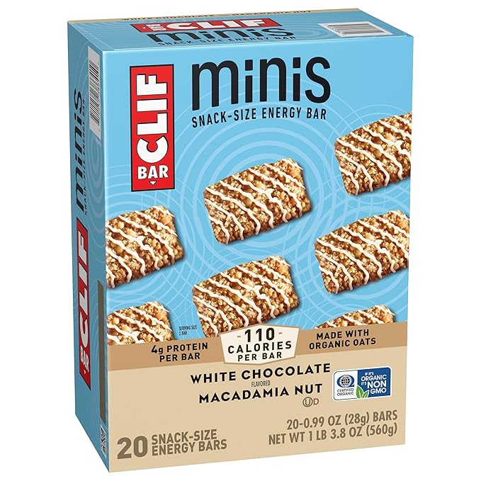 CLIF BAR Minis - White Chocolate Macadamia Nut Flavor - Made with Organic Oats - 4g Protein