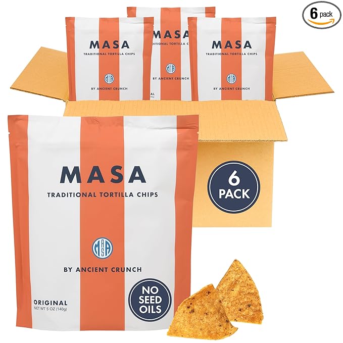 MASA CHIPS - Tortilla Chips Snack Pack - Seed Oil Free, Naturally Grown Corn Chips - Low Carb