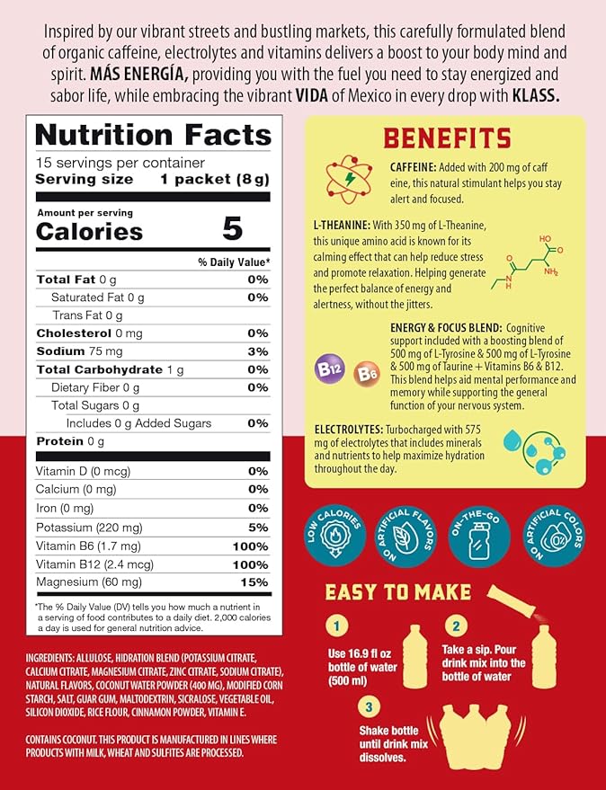 Hydration + Energy Electrolyte Drink Mix ??Hibiscus Agua Fresca Flavor | Sugar-Free Powder with