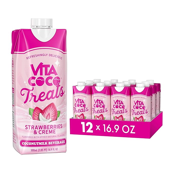 Vita Coco Treats Strawberries & Creme Coconut Milk Drink | Sweet, Refreshing, Treat | Cremey Pink