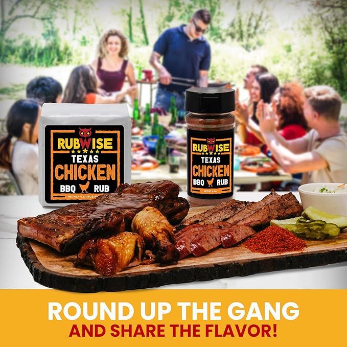 Rubwise Texas Style Chicken Seasoning Rub (No MSG) | BBQ Rubs and Spices for Smoking and Grilling