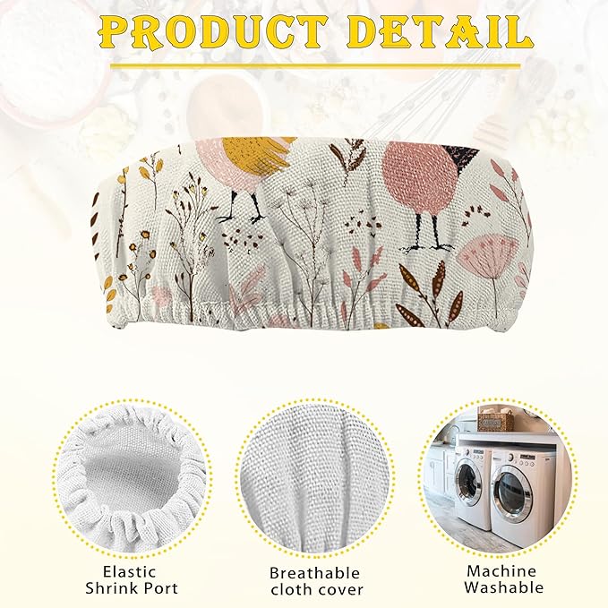 Rooster Floral 5-Pack Cloth Covers for Sourdough Starter Jar, Cloth Covers Reusable Lid Top