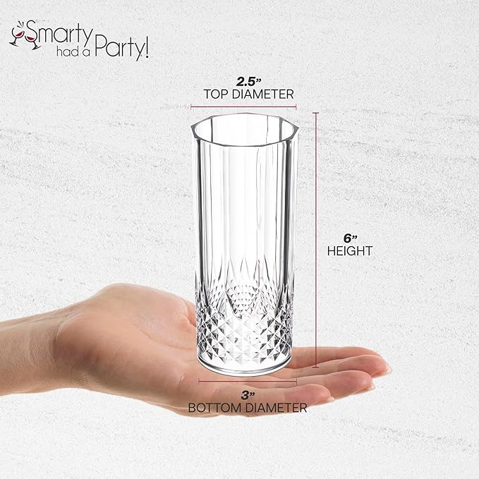 Smarty Had A Party 14 oz Plastic Wine Glasses Pack of 48, Unbreakable Crystal Clear Glasses for