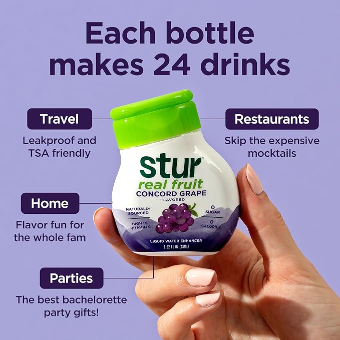 Stur Liquid Water Enhancer | Concord Grape | Naturally Sweetened | High in Vitamin C & Antioxidants