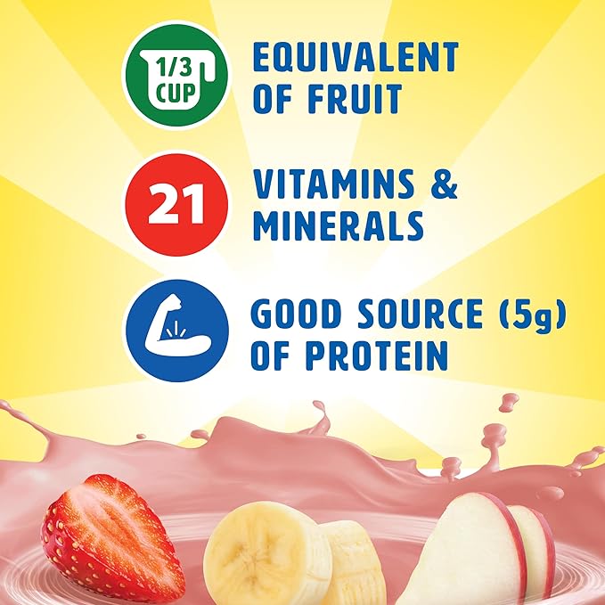 Carnation Breakfast Essentials Fruit and Protein Smoothie Nutritional Drink, Strawberry Banana, 24