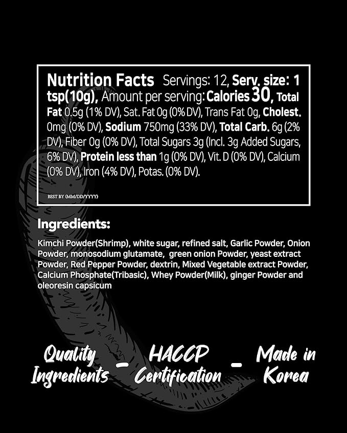 Funtable Kimchi Seasoning (4.23oz, 120g) - Authentic Korean Flavor Powder, Easy-to-Use. Perfect