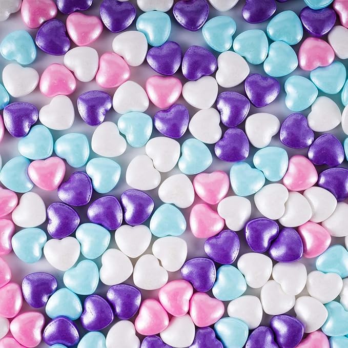 Kasvan Mixed Heart Shapes Sprinkles - Edible Candy Pearls 130g/4.58 Oz, Mix Size, Baking Cake